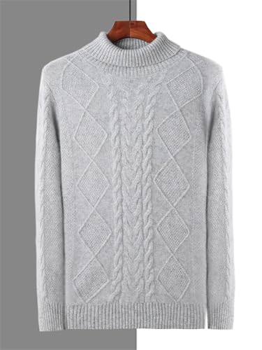 Men’S Thick Cashmere Turtleneck Pullover Sweater Cable Knit Warm Casual Business Style Long Sleeve Jumper Top3