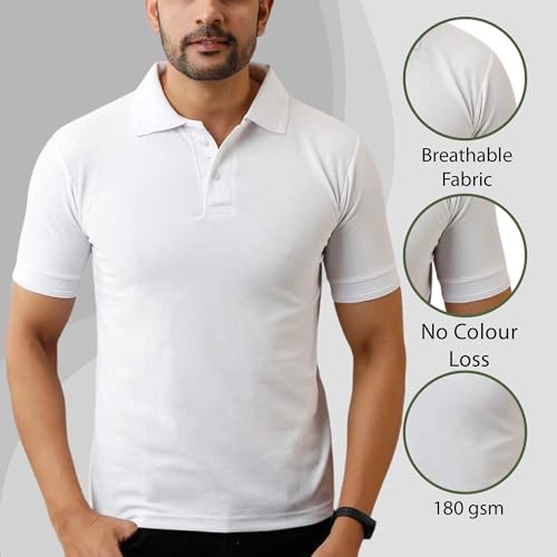 Image of INKKR Men's Polo Neck Half Sleeve Solid T-Shirts