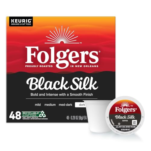 Folgers Black Silk, Dark Roast Coffee, Keurig K-Cup Pods, 48 Count Box - image 1