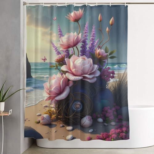 Rideau de douche tissu 152x183 résistant floral de plage n°26 - 8