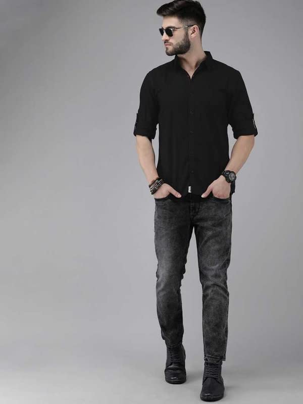 OTUS-Mens-Cotton-CasualFormal-Slim-Fit-Solid-Shirt