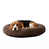 Amazon Basics Faux Fur Donut Pet Bed | Medium (70x70x15 cm) | Color - Brown | Reversible, Washable, Cozy Mat for Cats & Dogs