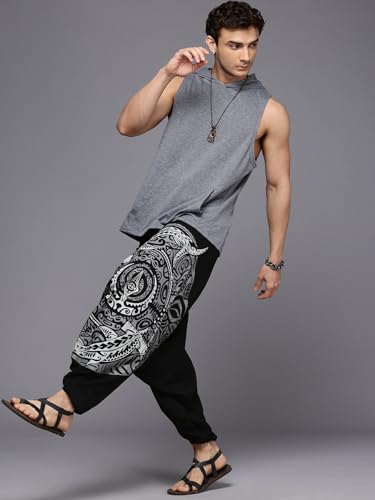 Image of The Veshti Company Printed Harem Pants for Men's Cotton Hippie Style Baggy Boho Yoga Pajama Pant with Pocket
