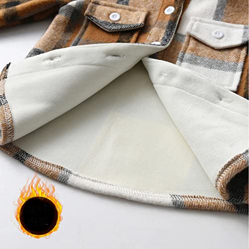 Thick Flannel Plaid Shirt Jacket for Toddler Boys Button Down Lapel Long Sleeve Shacket Kids Boys Trendy Brushed Outwear2