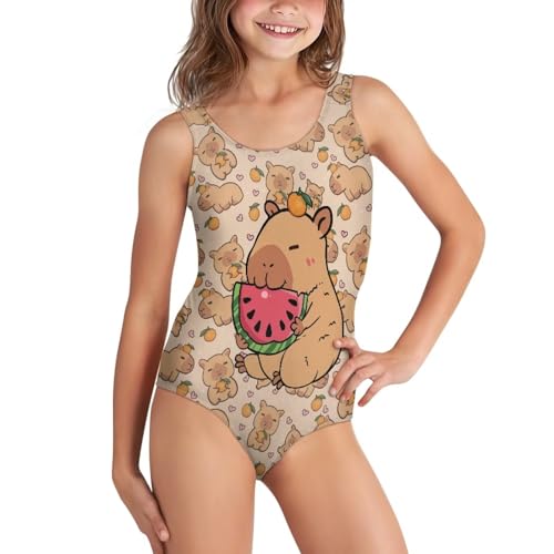 Image of WELLFLYHOM Girls Swimsuit 5-14 Cross Back Swimwear Full Coverage One Piece Bathing Suit Sleeveless Beachwear
