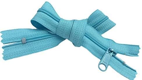 Nylon Coil YKK Parrot Blue #4.5 Handbag Zippers with Long Pull Slider - Closed Bottom - Color: Parrot Blue #547 - Choose Your Length - Made in The United States (10 Zippers Per Pack) (48 Inches)