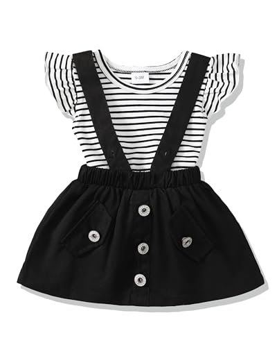 Image of SODLON Newborn Baby Girl Clothes Dresses Outfits Gifts Romper Top Overalls Dress Suspender Skirt Sets for Infant Girls