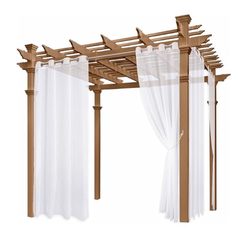 Baeroprki Outdoor Sheer Curtains Waterproof 4 Panels-Semi Voile Sheer Curtains,for Living Room Gazebo Porch Balcony Pool 52x84inch