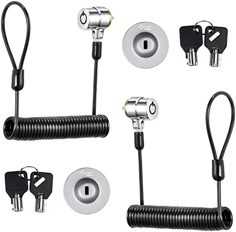 I3C Laptop Cable Lock Retractable Hardware Security Cable Lock with Anchor Plate Compatible with Laptop, Smart Phone, Tablet, and Other Electronic Products (Silver 2pack)