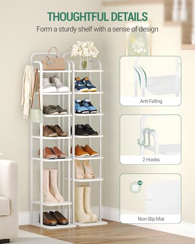Tour à chaussures pour petits espaces et entrées étroites en bois blanc - 4
