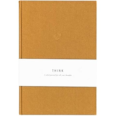 Promptly Journals, Blank Journal: THINK/BELIEVE/FEEL (Amber Orange, Linen) | Layflat Notebook | Ruled Journal | Journal Notebook | Gifts for Women and Men Cover