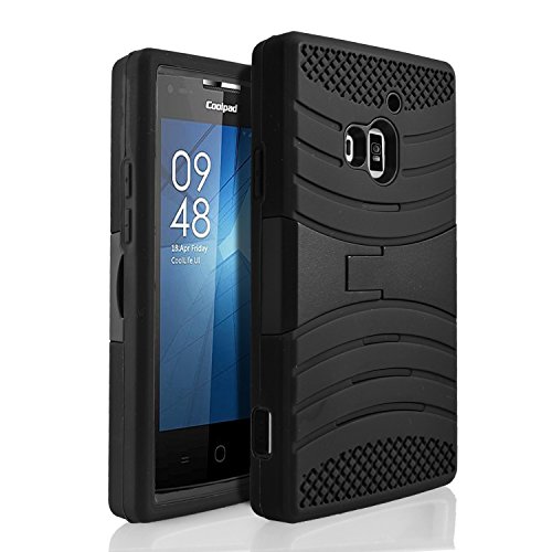 STARSHOP Coolpad Rogue case, Premium Durable Rugged Shell Hybrid Protective Phone Cover with Built in Kickstand with Premium Screen Protector (Black)
