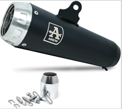 Image of Stainless Steel Motorcycle Exhaust Silencer Muffler | Slip-On Bike Exhaust with Deep Sporty Sound | Rust Resistant | High Flow Performance Exhausts Canister for Street Bikes, Sports (Black, Pack of 1)