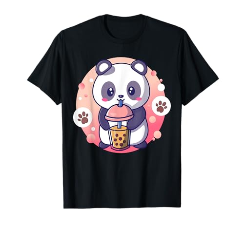 Kawaii Panda Drinking Boba Bubble Tea - Boba Tea Kids T-Shirt