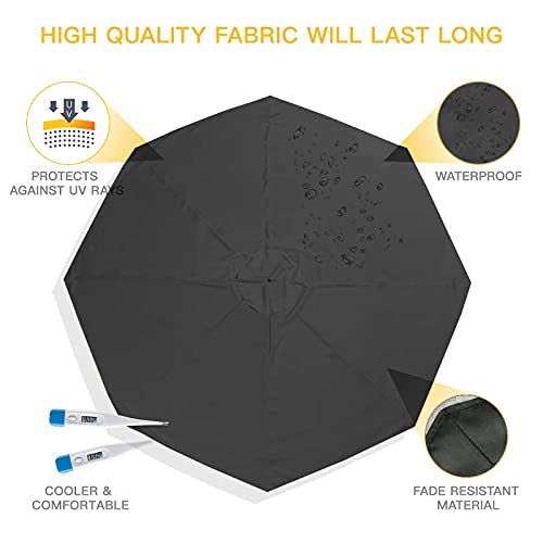 Parasol d'extérieur de qualité supérieure en polyester noir anti-UV 3 m - 3