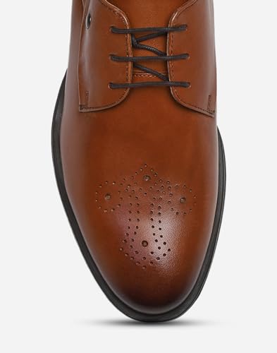 Image of Monte Carlo Mens Solid Lace Up Genuine Leather Formal Brogue Shoes (201809FW)