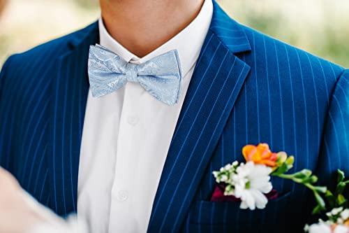 Image of HISDERN Bow Ties for Men Paisley Floral Pre-tied Bowtie Pocket Square Set Men's Formal Bow Ties Wedding Party