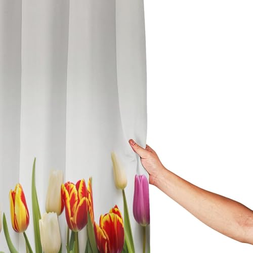 Rideau de douche anti-moisissure à tulipes pour éviter l'eau sur le sol - 5