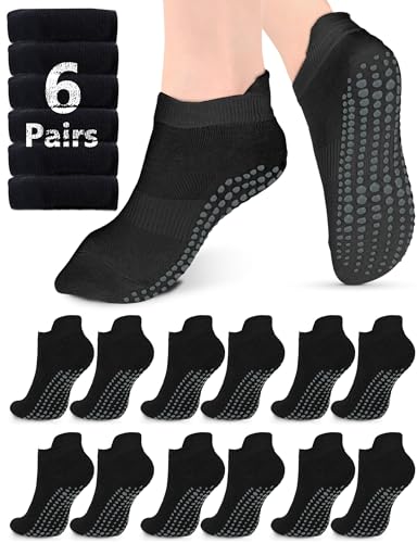 Image of AURUZA Grip Socks for Women Men Pilates Grip Socks Non Slip Yoga Sock with Grips for Barre Barefoot Hospital Grippy Sock