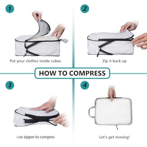 Compression Packing Cubes, 5-Piece Set Travel Organizer Boxes, Compressible Luggage Cubes With Zipper for Women/Men - Essential Travel Accessories3