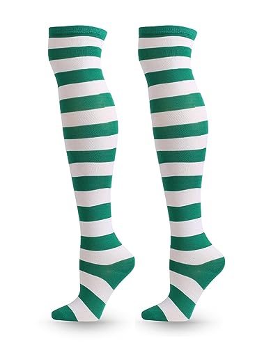 Image of ATHX Women's Knee High Socks Thigh High Socks Triple Stripe over the Knee Socks Long Opaque Thigh High Stockings