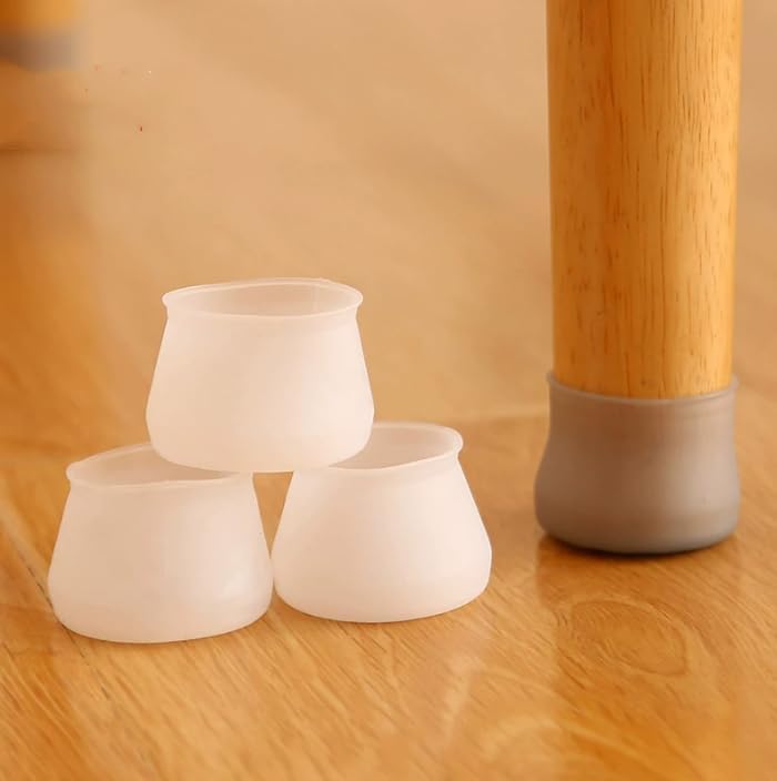 8PCS Silicone Table and Chair Foot Covers, Non-Slip Silent Protective Caps for Hardwood Floors, Dining Room and Office Use, Grey