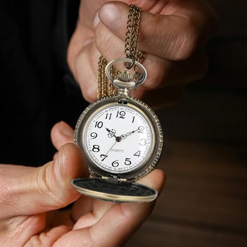 Retro Christmas Gift Watch, Graduation Pocket Watch Gift, Unique Fathers Day Timepiece, Antique Mens Pocket Watch, Chain Pocket Watch for Men, Retro Mechanical Timepiece, Elegant Mens Pocket Watch, Gr - Afbeelding 3