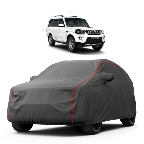 Image of Heavy-Duty Car Cover for Compatible with Mahindra Old Scorpio (2002 to 2025 All Models) Deluxe Car Protection Cover - Waterproof & UV-Resistant All-Season Exterior Protection