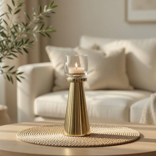 Image of BEHOMA Royal Glow Luxury Home Decor Gift Hamper | Aluminium Horse Figurine Showpiece with Metal & Glass Tea Light Candle Holder | Decorative & Vastu Gift for Living Room, Wedding & Housewarming