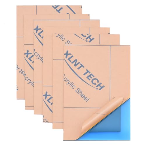 Image of 6 PCS Blue Transparent Cast Acrylic Sheets 8 inch x 12 inch x 0.118 inch, Plexiglass Plastic Sheet for Laser Cutting, Engraving Signs, DIY Projects.