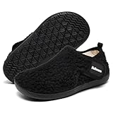 Heiiwarm Hausschuhe Kinder Hausschuhe Jungen Pantoffeln kinder Rutschfest House Indoor Schuhe Plüsch Schwarz 35