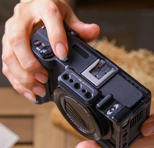 Image of Camera Cage for Canon V1 Camera, V1 Camera Cage Expansion Video Vlog Shooting Accesso (Black)