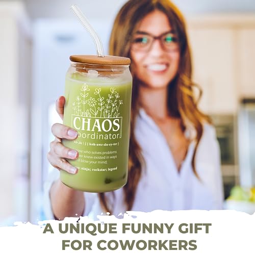 DUNKMATE Thank You Gifts for Women, Coworkers, Manager, Office, Teacher, Nurse, Mom, Her - Chaos Coordinator Gifts - Administrative Professional, Valentines, Birthday Drinking Cup - 16 Oz Can Glass - Image 5
