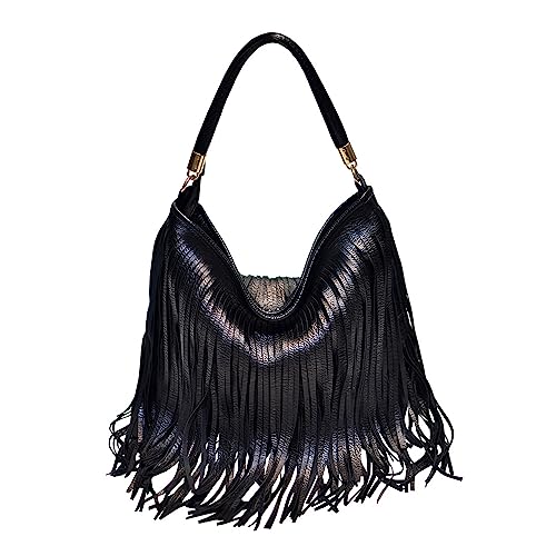 EVEOUT Shoppers y Bolsos de Hombro con Borlas de Doble Cara para Mujer Moda...