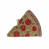 WuDiaoer Women Novelty Pizza Shaped Rhinestone Evening Bag Funny Pizza Crystal Clutch Purse Diamonds Handbag for Party Prom