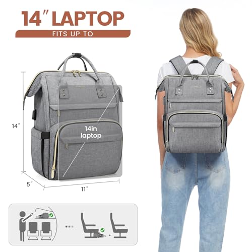 Image of LOVEVOOK Laptop Backpack for Women Teacher Backpack Nurse Bag,Work Bags Backpack Purse Bag Anti-Theft Travel Backpack with USB Charging Port,14 Inch Backpack for College Business Casual