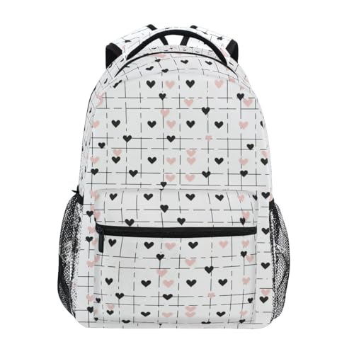 Sac à dos d'école étudiant multicolore léger à motif cœurs taille S