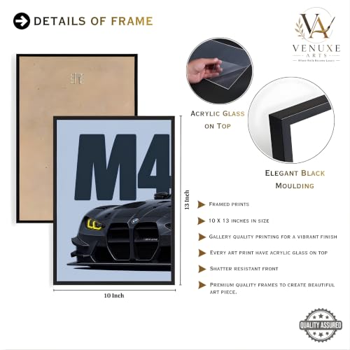 VENUXE ARTS Set of 3 M4 GT3 EVO Cars Framed Posters Pack of 3 - Image 3