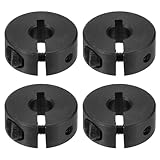 sourcing map 4 Stück einzelner geteilter Schaft, 6 mm Bohrung, einteiliger Klemmkragen, 20 mm Außendurchmesser, 8 mm Dicke, Karbonstahl, Schlosskragenklemme mit Stellschrauben (Schwarzoxid)