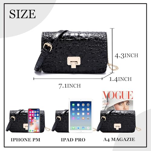 Image of Makcr Joacbv Small Crocodile Crossbody Cell Phone Purse for women Vegan Leather Clutch Wallet with Leather Shoulder Strap | Small