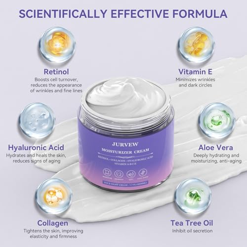 Face Moisturizer Retinol Cream, Neck Collagen Cream for Tightening Skin, Anti Aging Day & Night Deep Facial Moisturizer for Women & Men, Tighten and Lift Wrinkle - Image 3