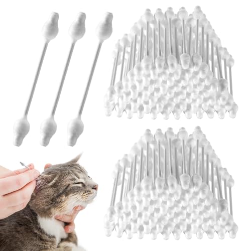 YBEATY 110 PCS Dog Ear Cleaning Swabs Pet Cotton Swabs Gourd-Shaped Design Large Cotton Buds Double Sided Soft Paper Stick Dog Cat Ear Cleaner Swab Safe Grooming Tool for Medium and Big Dogs