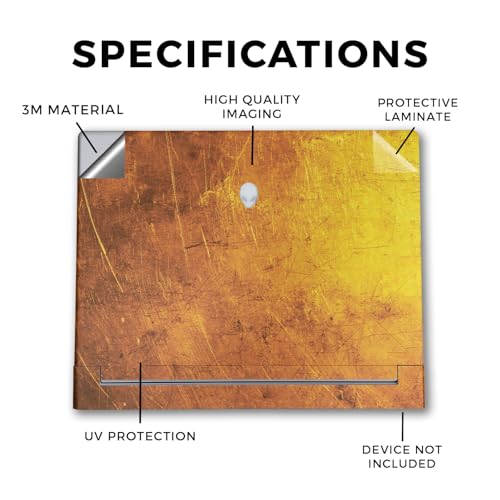 Image of Laptop Skin Compatible with Alienware X16 R2 (2024) - Textured Gold - Premium 3M Vinyl Protective Wrap Decal Cover - Easy to Apply | Crafted in The USA by MightySkins