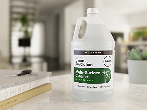 Image of Clean Revolution Multi Surface Cleaner Refill Supply, Non-Toxic, Eco-Friendly & Plant-Based, Ready to Use, Lily & Green Tea, 128 Fl Oz (1 Gallon)