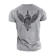 FORGE YOUR LEGACY: Unleash your inner warrior with the Gymtier Short Sword - Spartan Forged Men's T-Shirt. Featuring a powerful, distressed graphic of a Spartan helmet flanked by wings and a sword, this tee embodies the strength and discipline requir...