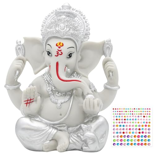Estatua de Ganesha tono plateado 5.6 pulg