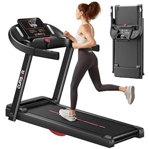 CURSOR FITNESS Folding Treadmill for Home, 2.5 HP Quiet Brushless Motor, 265LBS Capacity, 12 KM/H Foldable Walking Running Treadmills Machine with Pulse Sensor and LCD Display for Office Gym