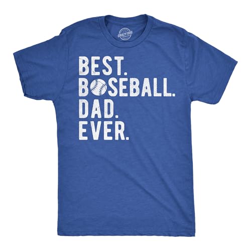 Funny Baseball Dad Shirt Best Baseball Dad Ever Graphic with Ball Icon Soft Cotton Novelty T-Shirt for Men Sarcastic for Sports-Loving Dads - Royal S