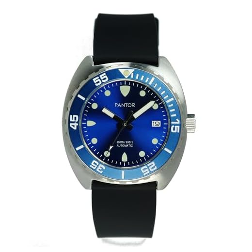 Pantor Sealion Herren-Armbanduhr, 300 m, automatische Taucheruhr, mit Heliumventil, drehbare Lünette, Saphir-Gummiband und Nylon-Armband, blau, 42mm diameter, Riemen