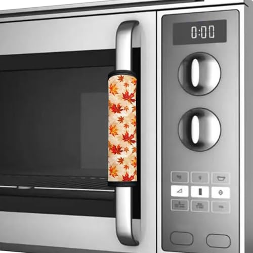 Image of Refrigerator Door Handle Covers Fall Maple Leaf Kitchen Appliance Handle Covers Set of 6 Thanksgiving Decor for Kitchen Fridge Microwave Dishwasher Door Cloth Protector